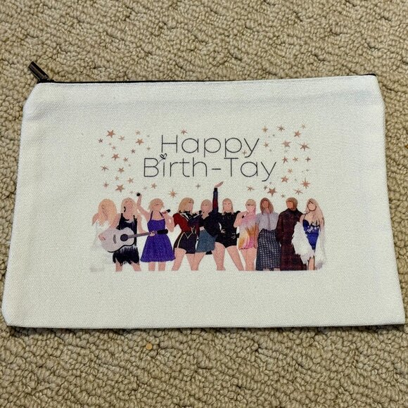 New Taylor Swift Cosmetic Makeup Bag With Zipper Happy Birth-Tay - Picture 1 of 1